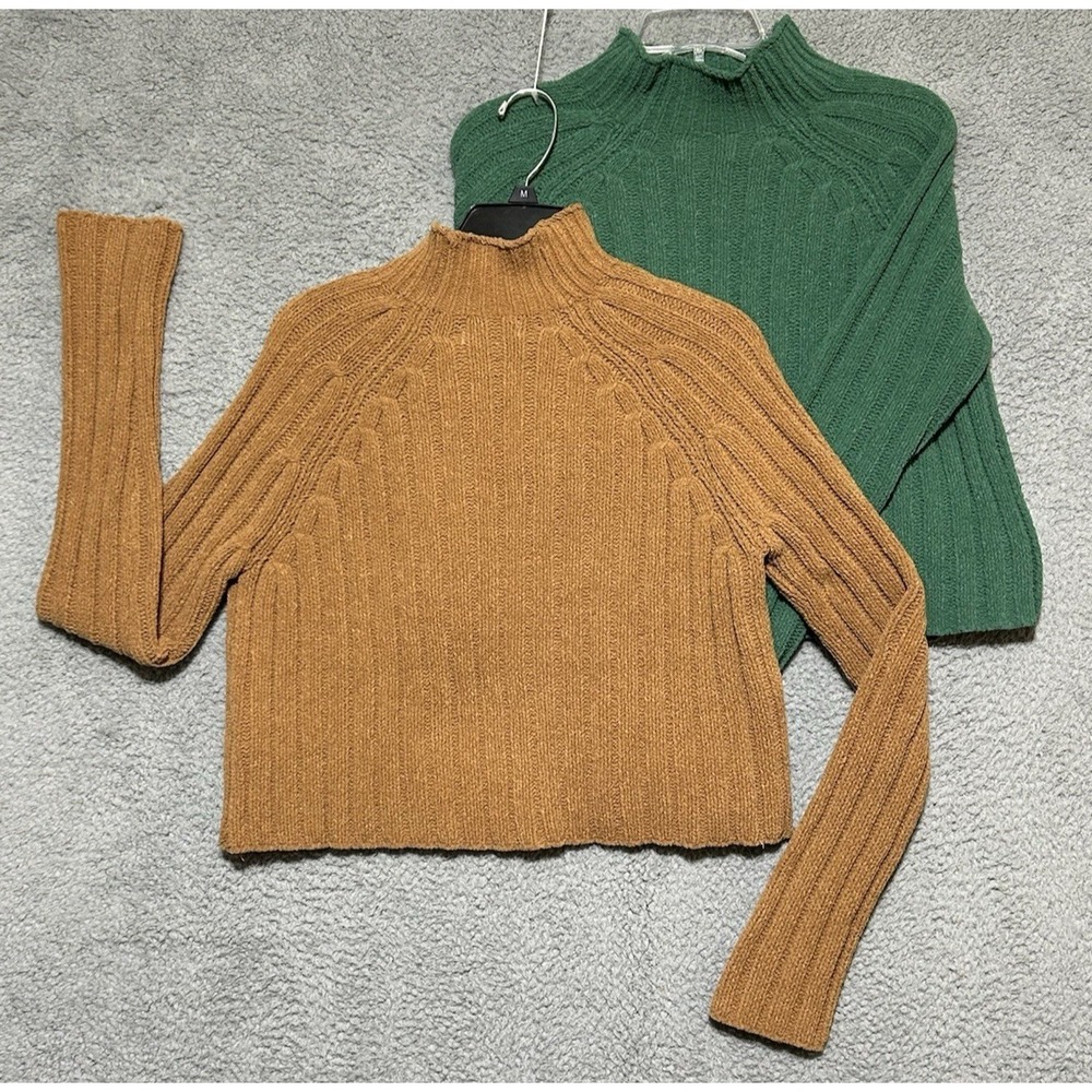 American Eagle Outfitters‎ Cropped Cowl Neck Ribbed Sweater Sz M Lot Of 2
